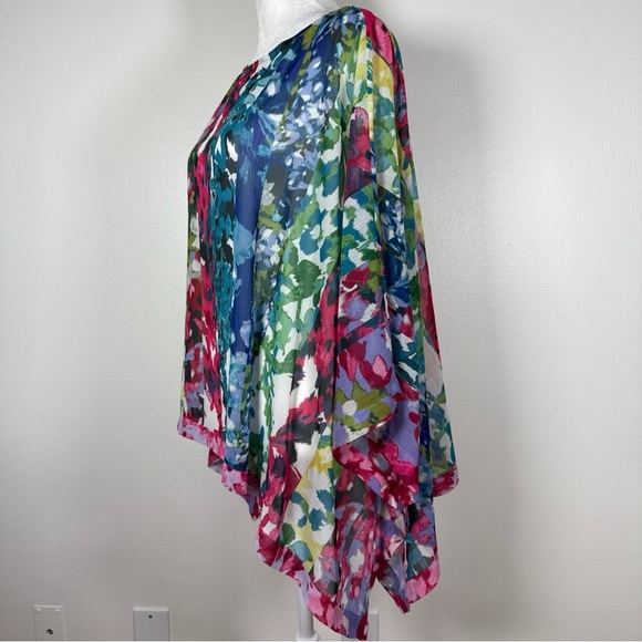 Chico's Allusice Floral Poncho Polyester Cape Sheer Lightweight Size S/M NWT - Picture 3 of 8